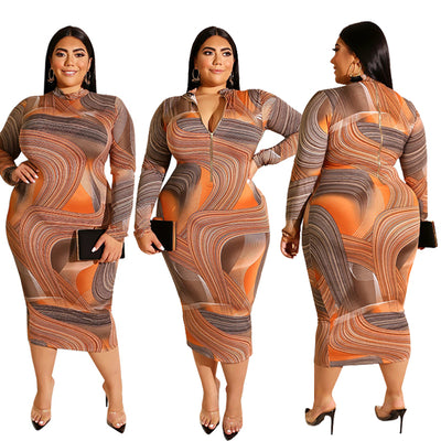 GX605A Fashion Winter Autumn Long Sleeve Plus Size African Women Casual Clothing Bodycon Sexy Long Maxi Dress
