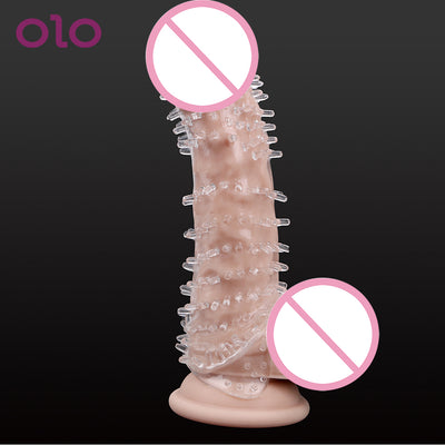 OLO Extensions Kondom Erwachsene Sex Spielzeug für Mann Cock Ring Penis Sleeve Verzögert Ejakulation Erwachsene Produkte Männlichen Erweiterung Spielzeug