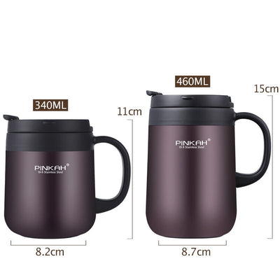 Pinkah 340&460ML 304 Stainless Steel Thermos Mugs Office Cup With Handle With Lid Insulated Tea mug Thermos Cup Office Thermoses