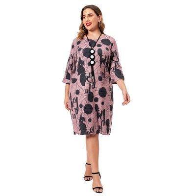 2021 New Female Dress Clothing Plus Size Printed Dot Bohemia Mid-Calf Women Coat 6701-42