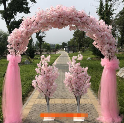 Wedding flower gate cherry blossom wedding arch flower stand wedding wrought iron cherry blossom road lead silk flower arch - goldylify.com