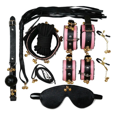 Adult Sex Toys BDSM 8pcs PU Leather Fetish Wear Kit Male Wearing Bondage Set for Couple