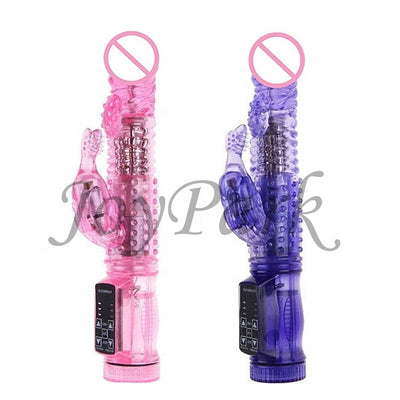 JoyPark Wholesale 36 Speed Sex Toy Pink Electric Rotating G-spot Dildo Head Rabbit Vibrator for Women