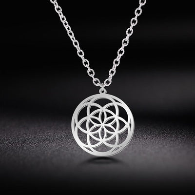 Myshape Stainless Steel Dream Flower of Life Women Men Necklace Wish Protection Love Amulet Talisman Vintage Vinking Jewelry