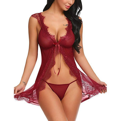 Porno Lenceria Lace Erotic Dress Women Lingerie Sexy Hot Erotic Babydoll G-string Set Sexy Costumes Nightwear Exotic Apparel