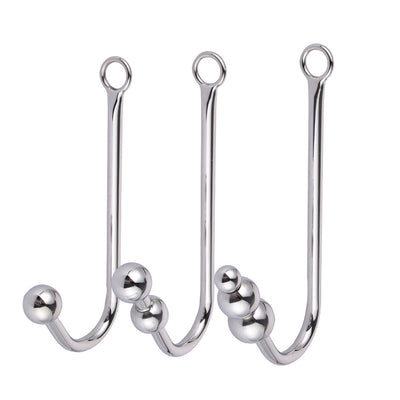 Unisex 3 Style Stainless Steel Anal Sex Hook SM Toys with Ball