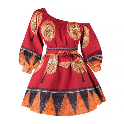 Wholesale Amazon Hot Sales African Print Kitenge Short Dress Designs African Women Dress