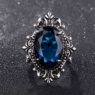 Jewepisode Luxury Big Peacock Blue Sapphire Rings for Women Men Vintage Real Silver 925 Jewelry Ring Anniversary Party Gifts - goldylify.com