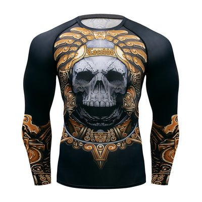 Men Fitness t shirt compression running Punisher Shirt sports T-shirt long sleeve gym fitness jogging training Quick dry tights - goldylify.com