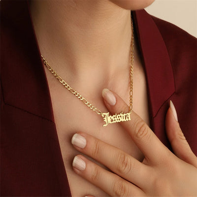 Figaro Chain Name Necklace Personalized Stainless Steel Pendant For Women Girls Female Christmas Gifts Jewelry