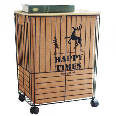 Dirty hamper Nordic wrought iron dirty clothes storage box metal storage basket with lid waterproof storage basket extra large - goldylify.com