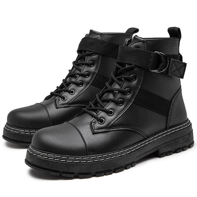 Black Men's Boots Autumn Winter Shoes Men Platform Ankle Boots Fashion Casual Leather Boots