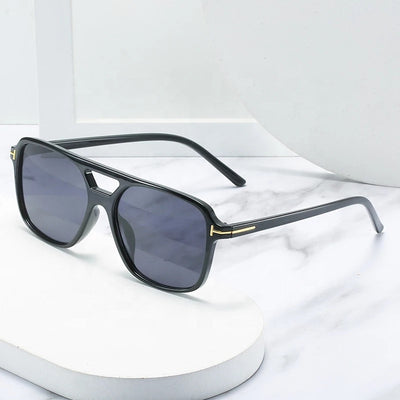 2022 New Sunglasses T Shaped Sunglasses Brand Square Double Bridge Glasses Men's Vintage Sun Shades