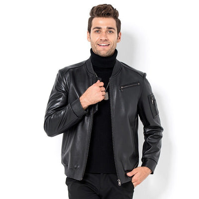 Top Brand Mens Real Leather Jacket 2020 New Slim Fit Casual Pilot Windbreaker Streetwear Biker Sheepskin Short Coat Outwear - goldylify.com
