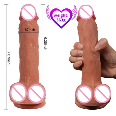 7.87*1.57 lifelike skin Dildo penis realistic dick double layer medical silicone sex toys for women