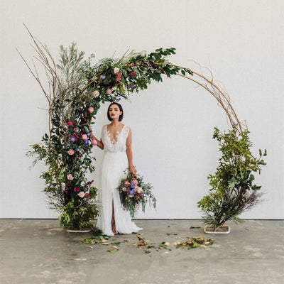 Outdoor Wedding round ring backdrop double arch stand arch arc wedding party decoration stage background circle arch door - goldylify.com