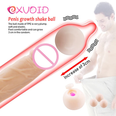 EXVOID Wiederverwendbare Kondom Befestigung Ball Erweiterung Intimen Waren Vibrator Penis Extender Perlen Penis Sleeve Extender Weichen Kopf