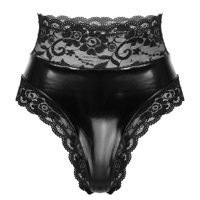 Women Ladies Sexy Lingerie Panties High Waist Underpants Wetlook Leather Latex PVC Briefs Shorts