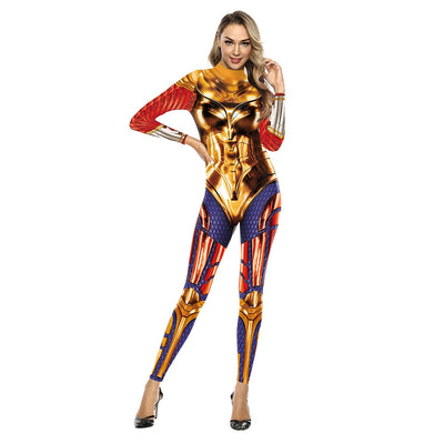 Wonder is Magic Woman Movie Pattern 3D Print Sexy Bodysuits Women Plus Size Long Sleeve Cosplay New Jumpsuit