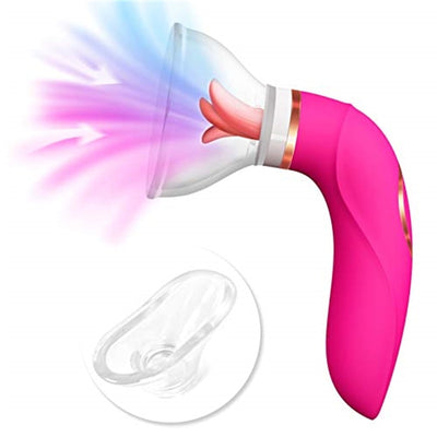 2 in 1 Clitoral Sucking Women Tongue Vibrator with 8 Strong Modes and 5 Licking Clitoris Nipples