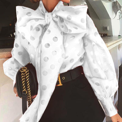 TWOTWINSTYLE Casual Ruched Women's Blouses Bow Collar Lantern Long Sleeve Lace Up Shirts For Female Fashion 2019 Clothing Tide - goldylify.com