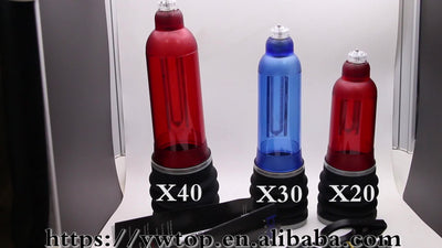 Enlargement Penis Pump for Men X30 Blue Red Clear Silicone and Plastic