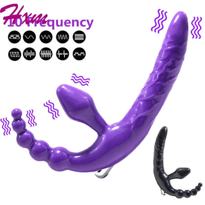 Strapon dildo vibrator without shoulder strap large anus adult toy strapon Lesbian Sex double