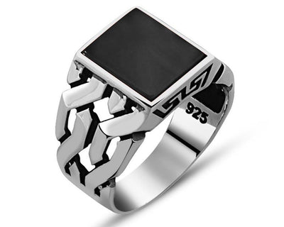 925 Silver Ring for Men with Black Onyx Stone (Made in Turkey) - goldylify.com