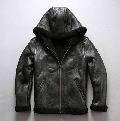 Fur Collar Genuine Leather Jacket Men Black Brown Sheepskin Coat Winter Bomber Jacket Male - goldylify.com