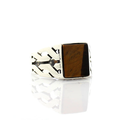 925 Silver Ring for Men with Tiger Eye Stone - goldylify.com