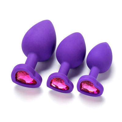 Factory Directly Sale High Flexible Black Red Pink Silicone Vagina Anal Butt Plug 3 piece set sex toys for women Anal play