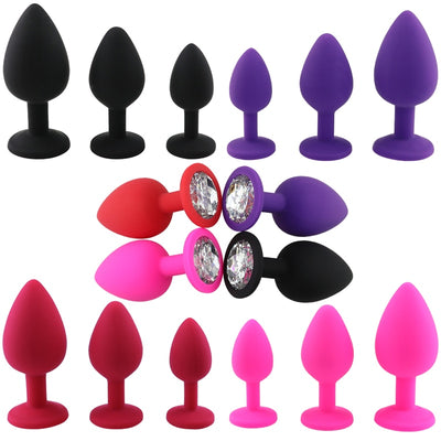3Pcs/Set Safe Butt Plug With Crystal Detachable Jewelry Anal Plug Vagina Clitoris Vibrator Erotic Adult Sex Toys For Woman/Men - goldylify.com