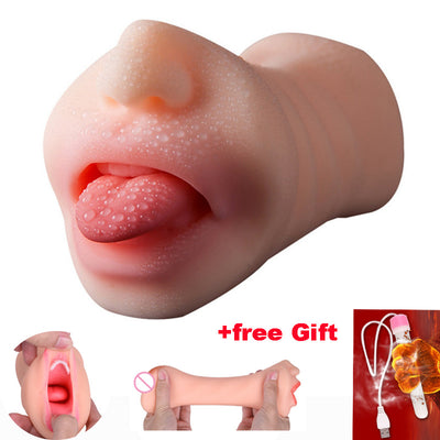 Sex Toys for Men Artificial Vaginal Deep Throat Male Masturbator 3D Realistic Vagina Mouth Erotic Oral Tongue Masturbation Cups - goldylify.com