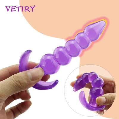 VETIRY Anal Beads Jelly Anal Plug Butt Plug G-spot Prostate Massager Silicone Adult Sex Toys For Woman Men Gay Erotic Products - goldylify.com