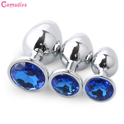 1pcs/Set Stainless Steel Metal Anal safe plug medical Anal Beads Anus tube Crystal Waterproof Adult  Products Plug for women - goldylify.com