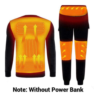 Winter Heated Underwear Fleece Lined Heating Thermal Underwear Set USB Electric Heated T-Shirts &
