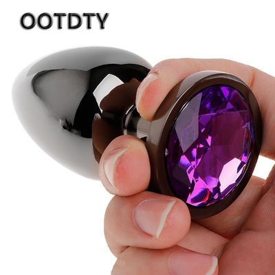 Sex Toy Anal Tail Butt Plug Funny Plug Anal Butt Plug For Women Aluminum Alloy Butt Plated Rhinestone Suction Cup Stopper Game - goldylify.com