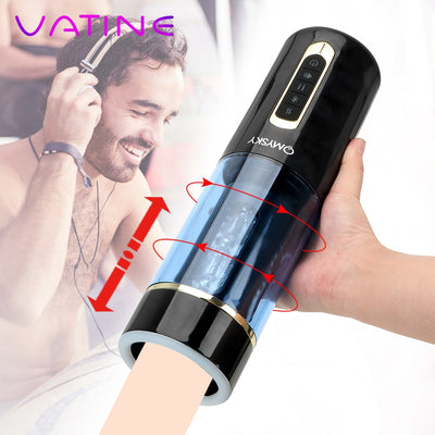 VATINE TPE With Strong Suction Cup Masturbation Cup Artificial Vaginal Automatic Telescopic Adult Products Sex Toys For Men - goldylify.com