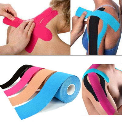 5M Waterproof Breathable Cotton Kinesiology Tape Sports Elastic Roll Adhesive Muscle Bandage Pain Care Tape Knee Elbow Protector - goldylify.com