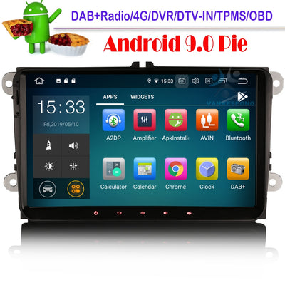 9" Android 9.0 Autoradio GPS Sat Nav DAB+ DVR For VW PASSAT GOLF GOLF EOS TOURAN JETTA SKODA WiFi OBD DVT-IN Bluetooth - goldylify.com