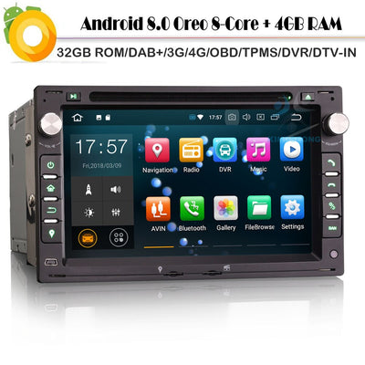 DAB+ Octa Core Android 8.0 Autoradio Car GPS Navigation player for POLO PASSAT GOLF MK4 T5 WiFi 4G Radio RDS BT DVD SD Sat Navi - goldylify.com