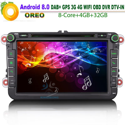 Android 8.0 DAB+ 8 Core Caddy Seat OPS Satnav Car Stereo WiFi Radio 4G CD BT DVD SD OBD GPS For VW polo passat golf Multivan T5 - goldylify.com