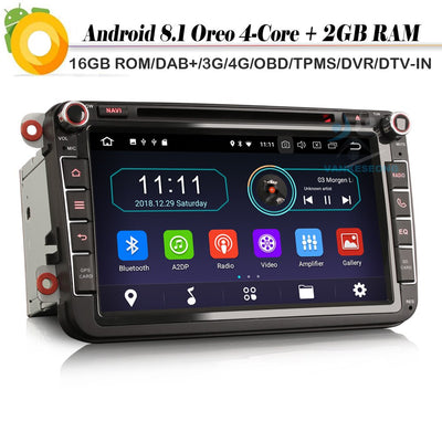 Quad Core DAB+ WiFi 4G DVR OBD FOR PASSAT T5 GOLF Polo Touran TIGUAN EOS Android 8.1 Autoradio Car GPS Navigation player Sat Nav - goldylify.com
