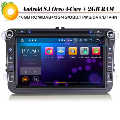 Quad Core 8" DAB+ Car GPS Navigation Player Autoradio Android 8.1 for VW Passat Golf 5/6 T5 Amarok Vento WiFi 4G CD DVR Sat Nav - goldylify.com