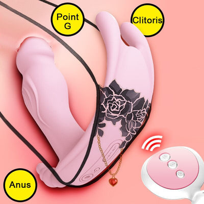 Omysky Butterfly Dildo Vibrator Wearable G Spot Clitoral Stimulator Massager Wireless Rechargable Sex Toy For Women Masturbator - goldylify.com